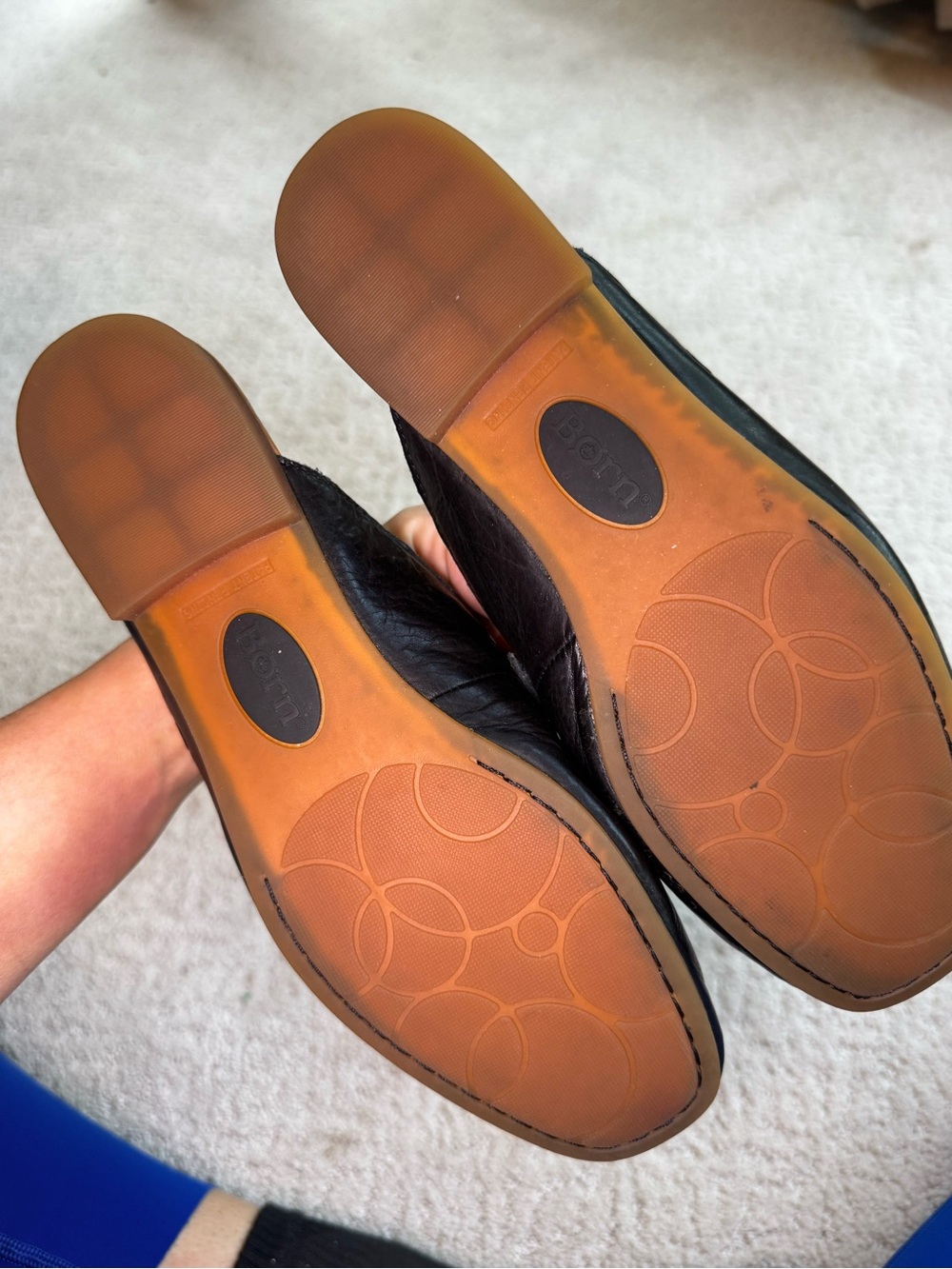 Born Black Leather Backless Loafers with Gold Horsebit - Picture 6 of 7